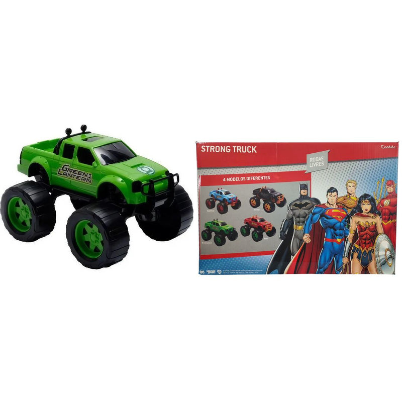 Brinquedo Veículo Roda Livre Strong Truck Picape Liga Justiça Superman Batman Lanterna Verde Robin Megalomania