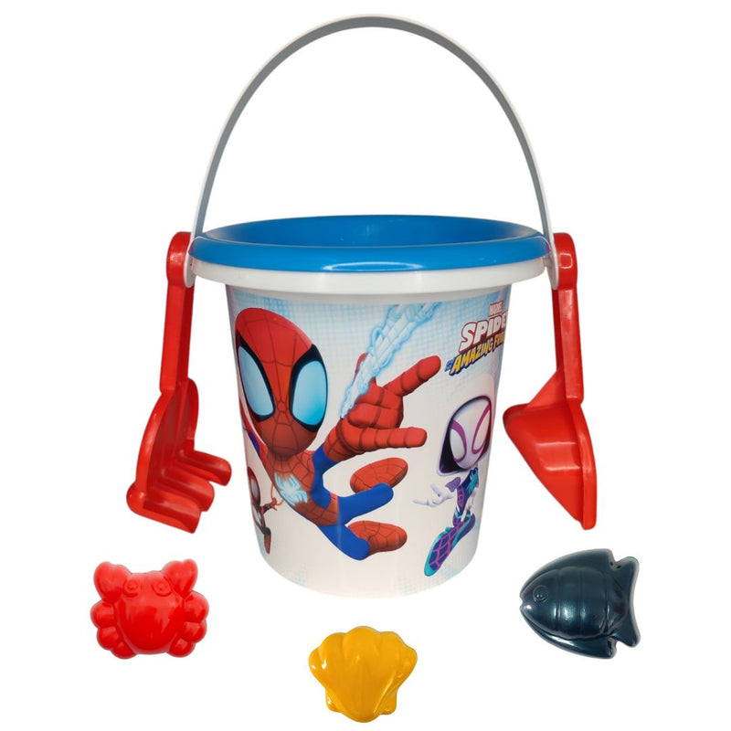 Balde de Praia Infantil Brinquedo Homem Aranha Marvel Criança Parque Sol Formas Rastel Peneira Areia