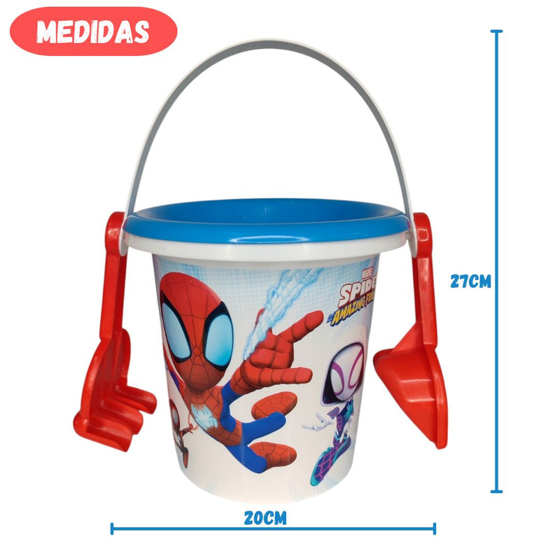 Balde de Praia Infantil Brinquedo Homem Aranha Marvel Criança Parque Sol Formas Rastel Peneira Areia