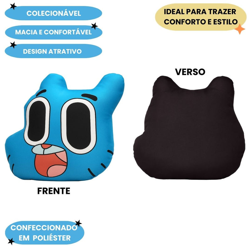 Almofada Formato 3d Gumball Azul Desenho Cartoon Network Decoração Coleção Geek