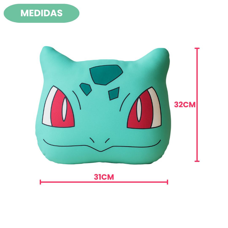Almofada 3D Pokemon Bulbasauro Verde Colecionável Presente Cosplay Nerd Decoração Megalomania