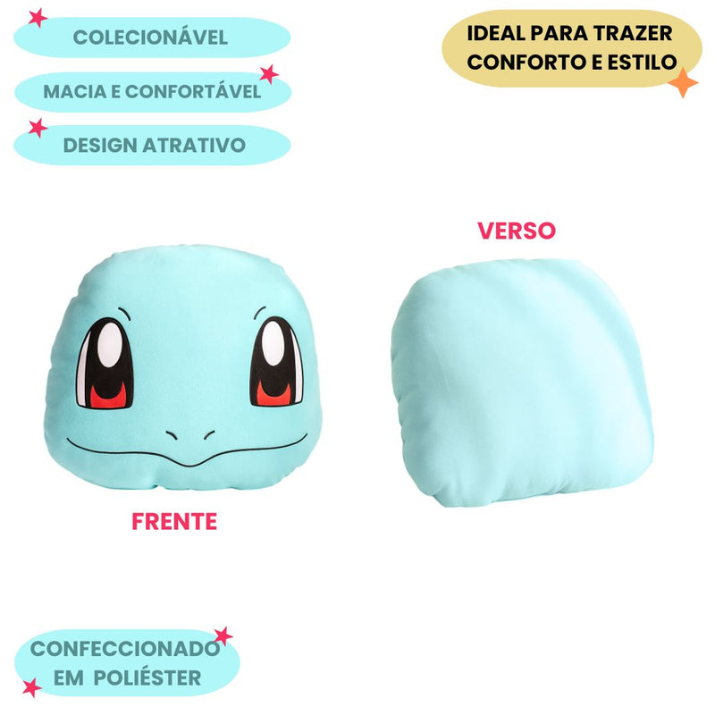 Almofada 3D Pokemon Squirtle Azul Claro Geek Cosplay Decoração Presente Megalomania