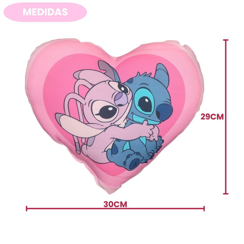 Almofada Coração Stitch Angel Romance Love Decoração Presente Namorados Disney