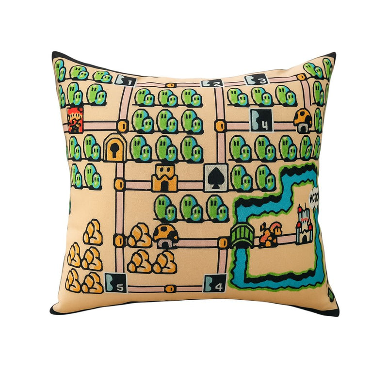 Almofada Quadrada Mapa do Mario World Nintendo Game Coleção Presente Decoração Megalomania