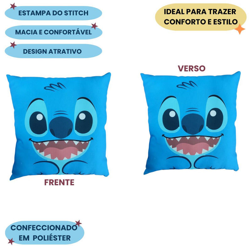 Almofada Quadrada Stitch Decorativa Amor Presente Dia dos Namorados Love Disney