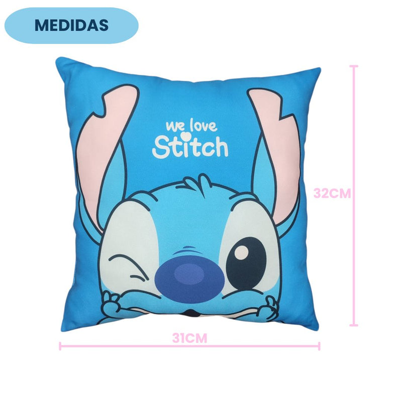 Almofada Quadrada We Love Stitch Decorativa Presente Dia dos Namorados Criativo Amor