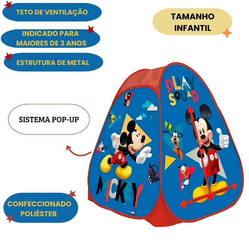 Barraca Infantil Portátil Mickey Minie Cabana Criança Diversão Brincadeira