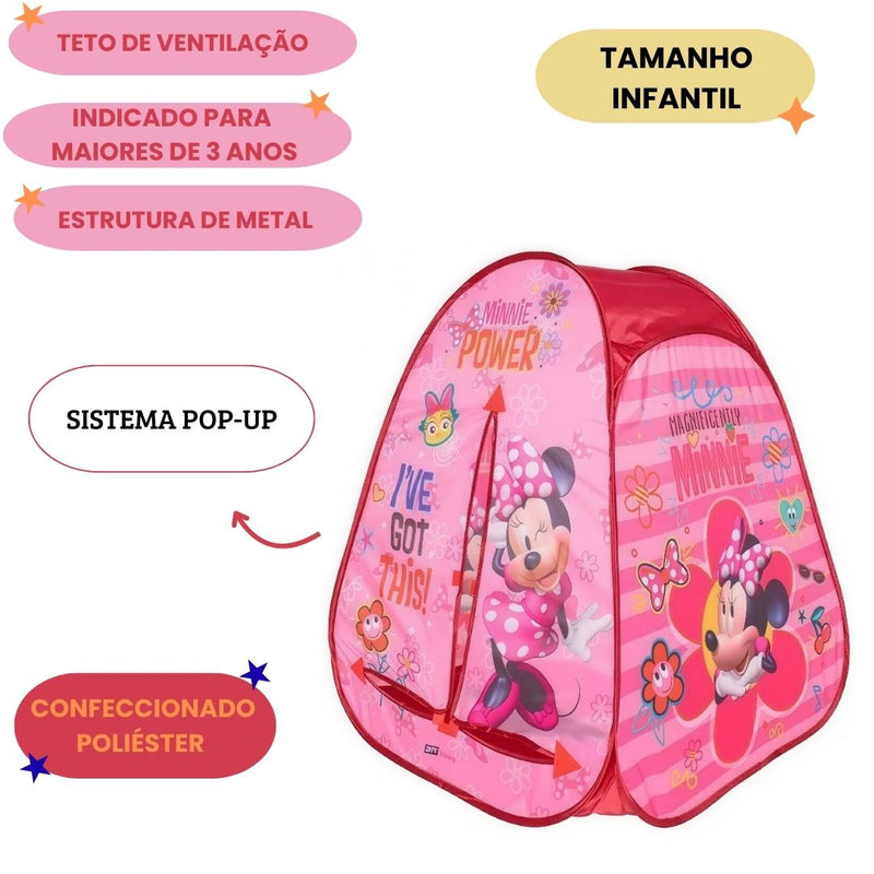 Barraca Infantil Portátil Mickey Minie Cabana Criança Diversão Brincadeira