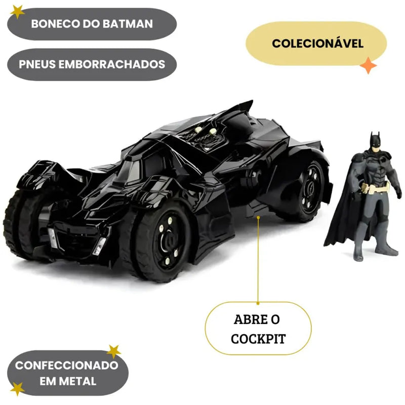 Brinquedo Batmobile Batmovel Batman Arkhan Knight Dc Comics Carro Colecionável Jada