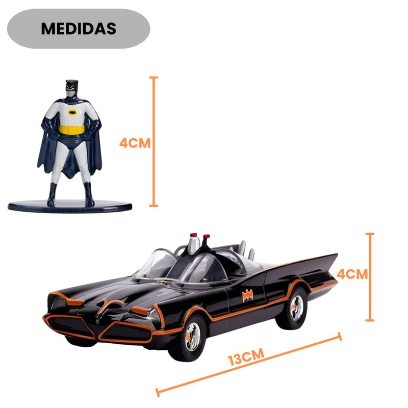 Brinquedo Batmobile e Batman Robin Classic TV DC Miniatura Jada Séries Colecionável Geek