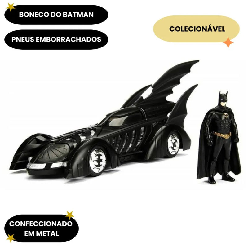Brinquedo Batmobile Batmovel Batman Dc Comics Colecionável Geek Forever Carro Gotham City Jada