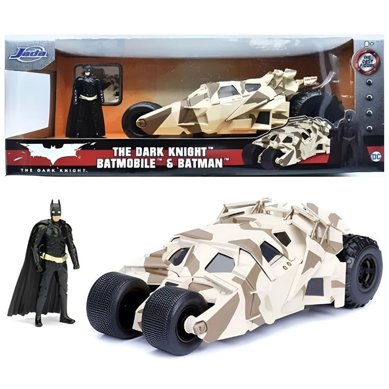 Brinquedo Batmobile e Batman Tumbler The Dark Knight DC Jada Camuflado Colecionável