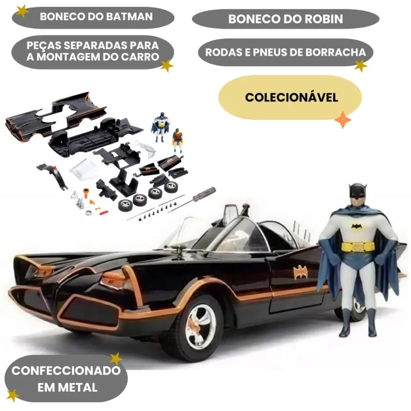 Brinquedo Batmobile Batman Tv Classic Die Cast Kit Colecionável Dc Comics Jada