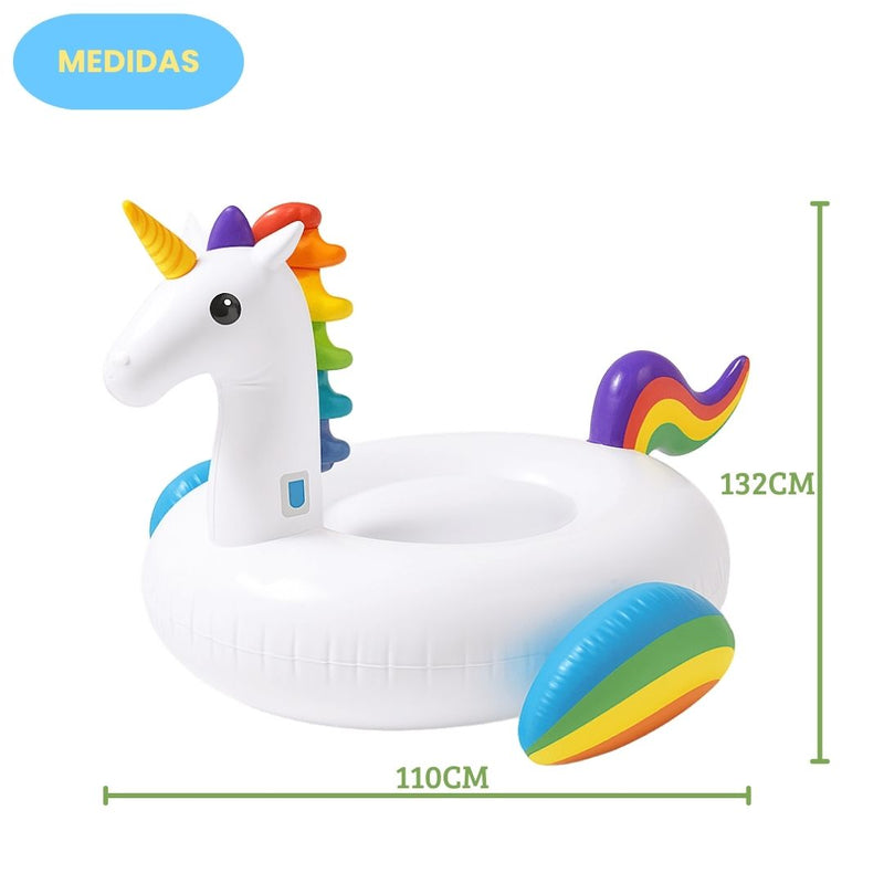 Boia Inflável Infantil Unicórnio Verão 132CM x 110CM Piscina Mar Criança Férias Ponto Criativo