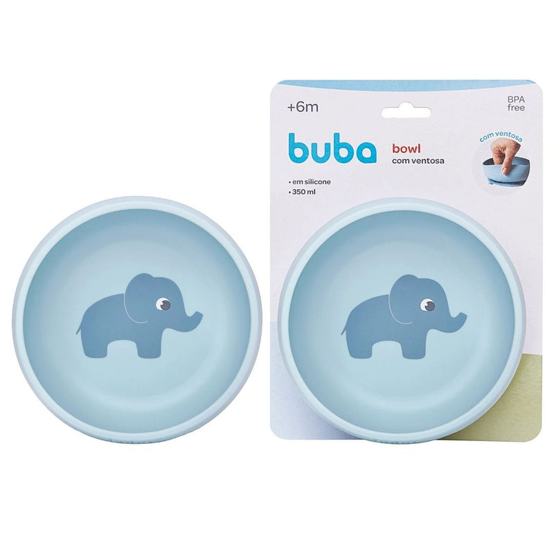 Bowl Silicone Azul Ventosa Cloudy Bebê Infantil Introdução Alimentar Mamãe BPA Free Maternidade Buba