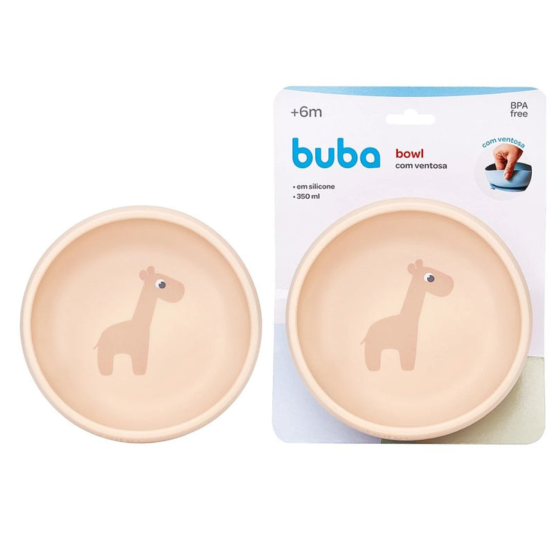 Bowl Silicone Bege Ventosa Cloudy Bebê Infantil Introdução Alimentar Mamãe BPA Free Maternidade Buba
