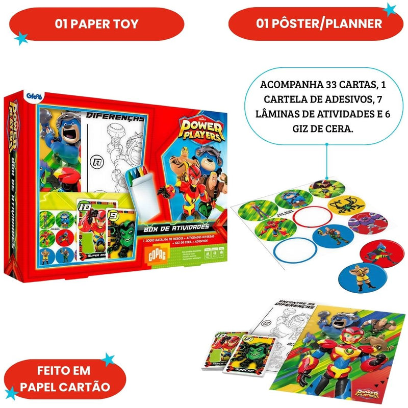 Box De Atividades Cartoon Power Players Jogo Brinquedo Pintar Giz de Cera Brincadeira Criança Ponto Criativo