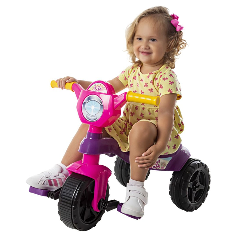 Motoquinha Motoca Triciclo Velotrol Infantil Criança Menina Pedal Apoio Pés Empurrador Rosa Infantil Ponto Criativo