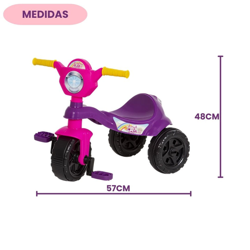 Motoquinha Motoca Triciclo Velotrol Infantil Criança Menina Pedal Apoio Pés Empurrador Rosa Infantil Ponto Criativo