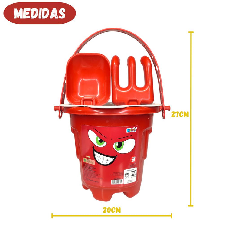Balde de Praia Vermelho Infantil Raiva Desenho Animadamente Diversão Parque Mar Areia Brinquedo Sol Ponto Criativo