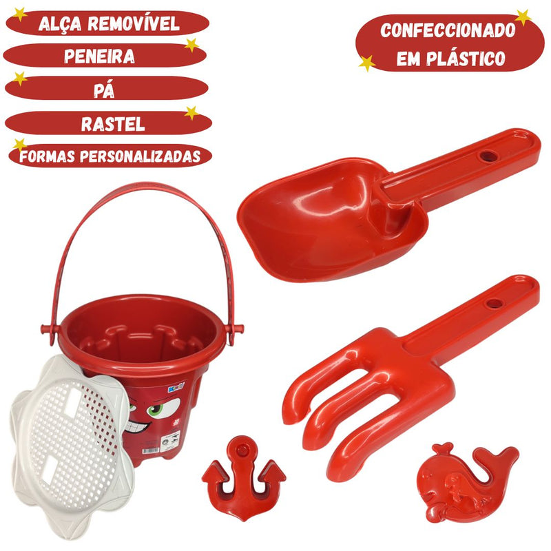 Balde de Praia Vermelho Infantil Raiva Desenho Animadamente Diversão Parque Mar Areia Brinquedo Sol Ponto Criativo