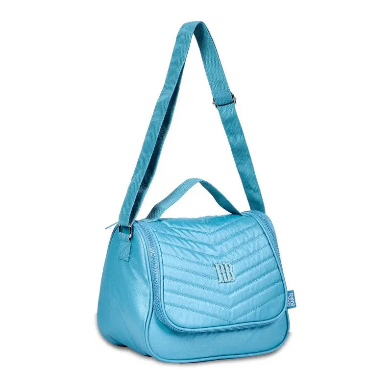 Kit Mochila de Carrinho Mala Bolsa Lancheira Térmica Duas Alças Estojo Box Azul Rebecca Bonbon Escolar Feminino  Juvenil Clio Megalomania