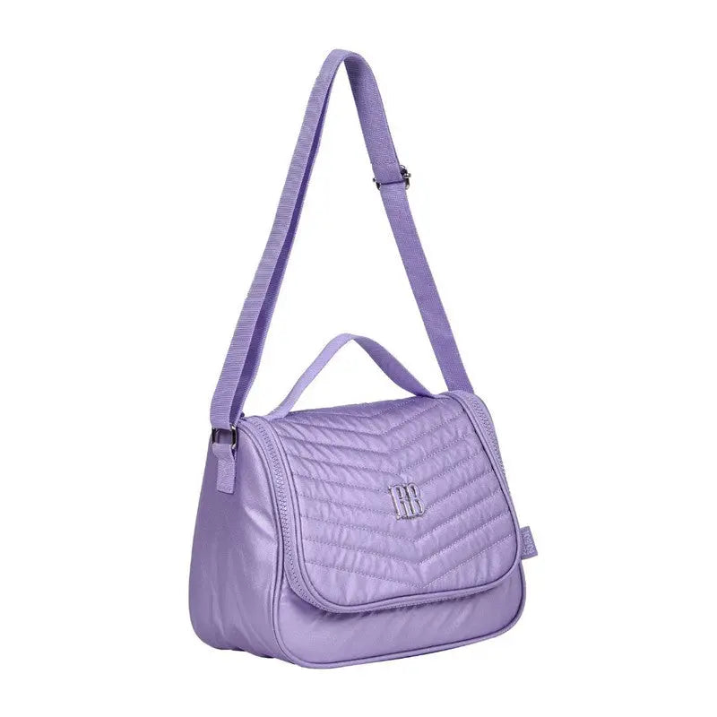 Kit Mochila de Carrinho Bolsa Mala Lancheira Térmica Duas Alças Estojo Box Feminino Juvenil Escolar Roxo Rebecca Bonbon Clio Megalomania