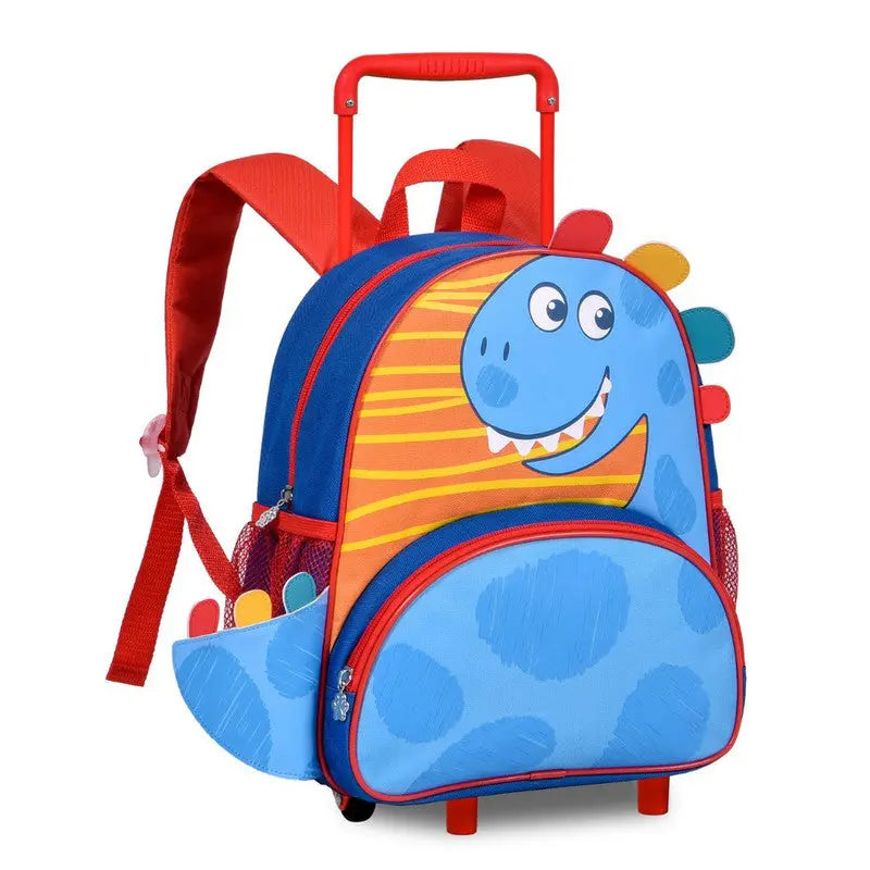 Mochila De Carrinho Mala Bolsa Dinossauro Escolar Aulas Creche Infantil Menino Clio Megalomania