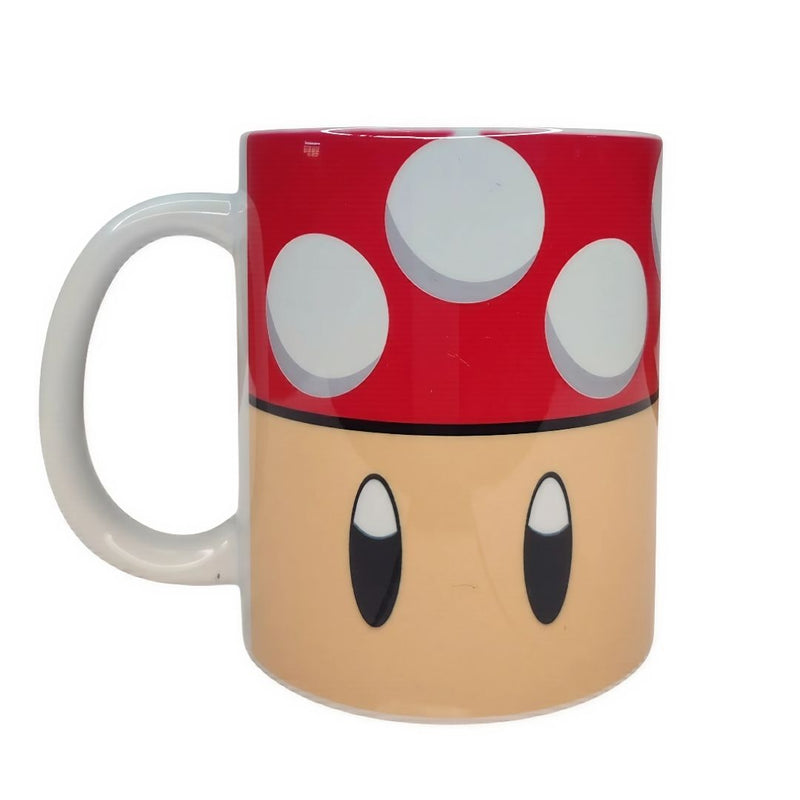 Caneca Cerâmica 350ML Cogumelo Vermelho Super Mario Presente Game Chá Café Leite Megalomania