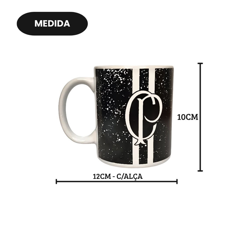 Caneca Porcelana Listras Corinthians 300ML Timão Futebol Café Leite Chá Pai Presente