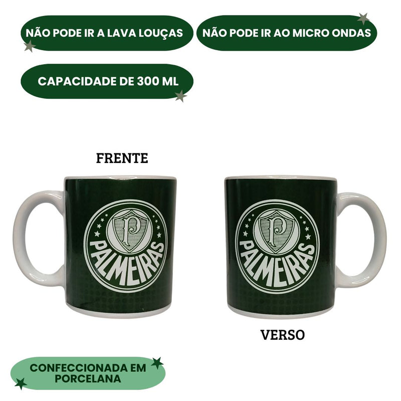Caneca Porcelana 300ml Palmeiras Porco Futebol Pai Presente Café Chá Leite Time Verdão Tricampeão