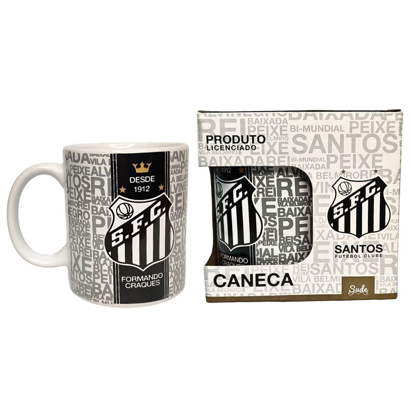 Caneca Porcelana 300ml Santos Futebol Jogo Pai Café Leite Time Presente