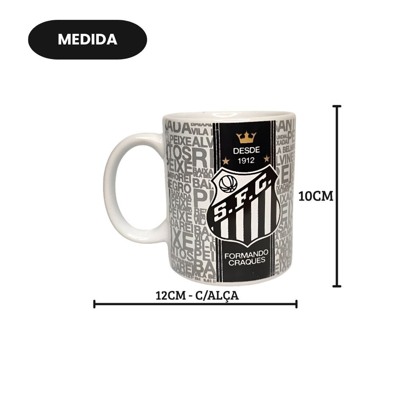 Caneca Porcelana 300ml Santos Futebol Jogo Pai Café Leite Time Presente