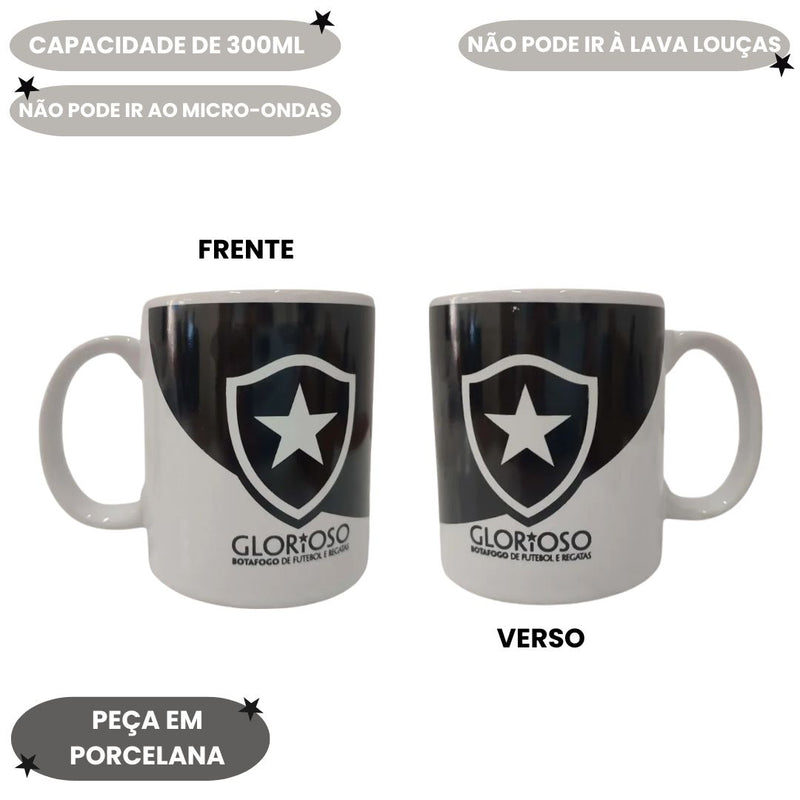 Caneca Porcelana 300ml Botafogo Futebol Regatas Glorioso Pai Presente Café Chá Leite