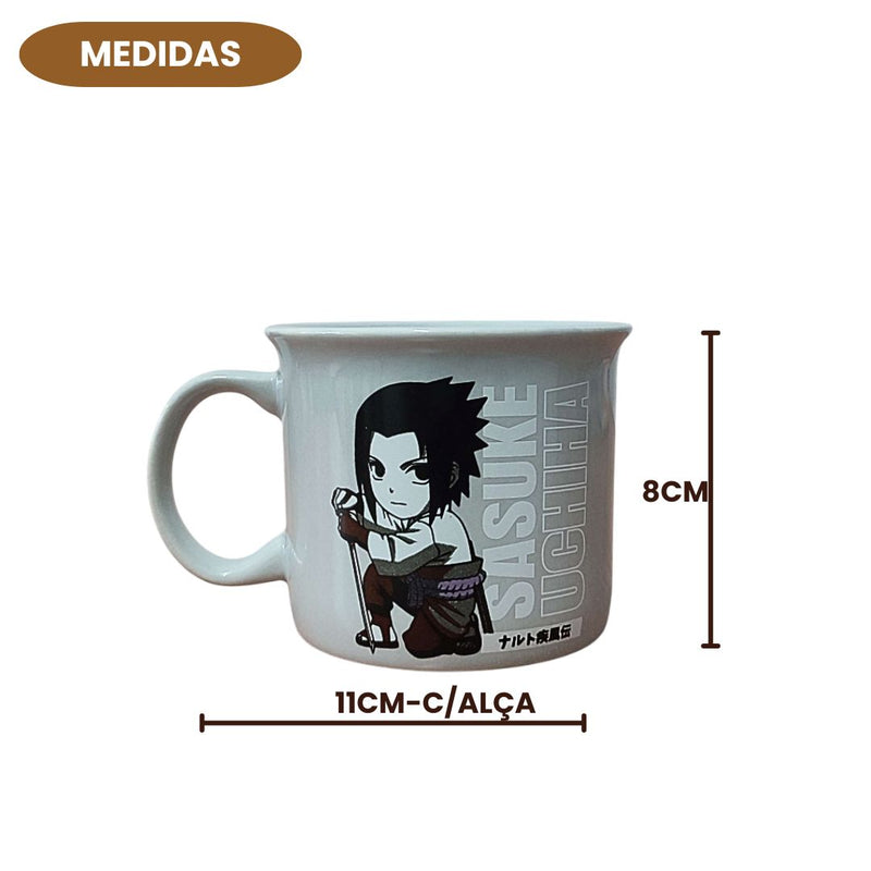 Caneca Camp Sasuke Naruto Chibi Anime Chá Café Leite Colecionável Presente Geek Cerâmica 280ml