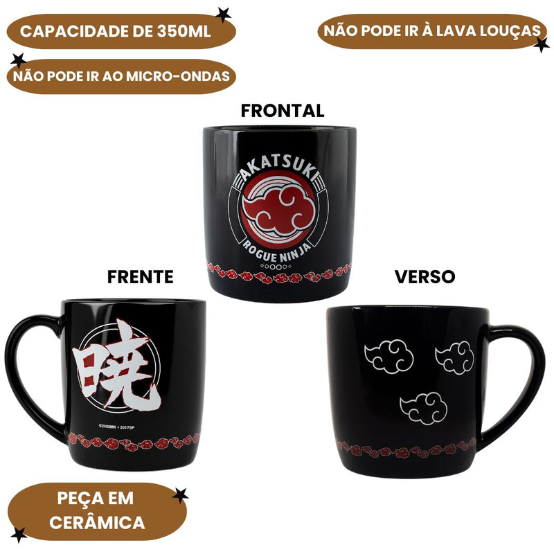 Caneca Club A Satsuki Rogue Ninja Cerâmica 350ml Café Naruto Colecionável Anime Geek