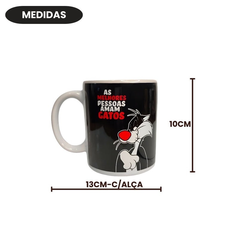 Caneca Frajola Frase As Melhores Pessoas Amam Gato Looney Tunes Café Chá Presente Porcelana 300ml