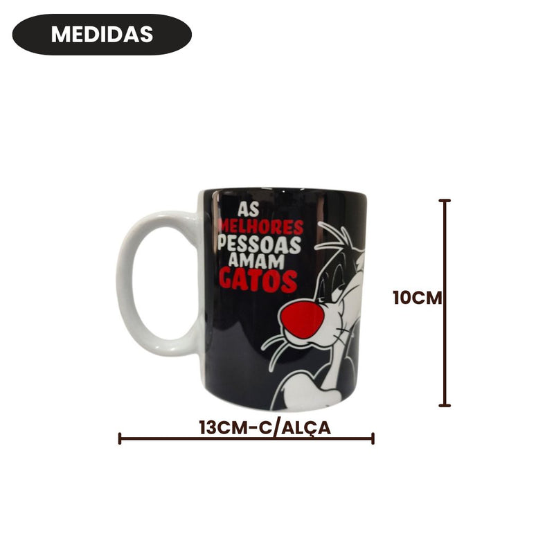 Caneca Frajola Frase As Melhores Pessoas Amam Gato Looney Tunes Café Chá Presente Porcelana 300ml