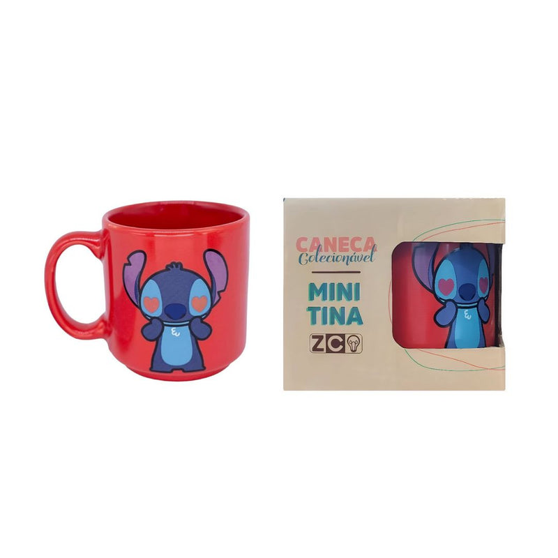 Caneca Mini Tina Stitch True Love Café Zona Criativa Disney Love Presente Colecionável