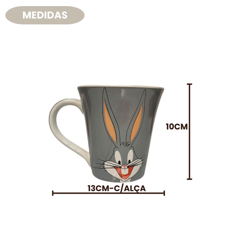 Caneca Pernalonga Looney Tunes 300ML Porcelana Desenho Café Leite Chá Warner Bros Presente