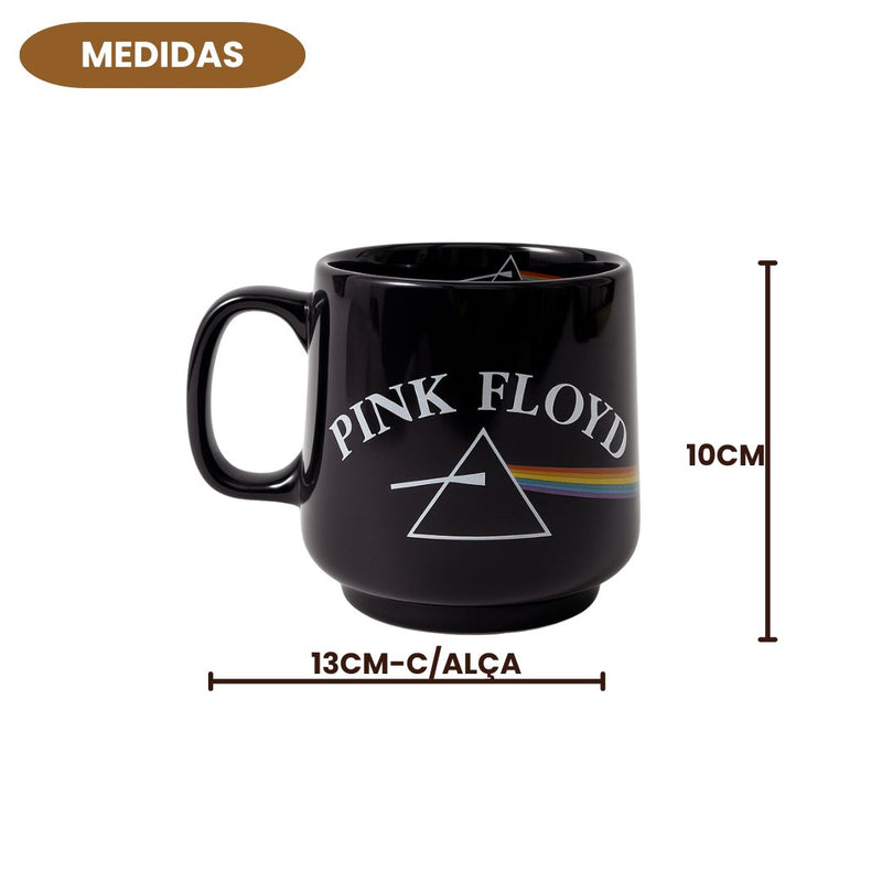 Caneca Cerâmica Wind Pink Floyd Dark Side Of The Moon 470ml Café Presente Colecionável Rock Geek