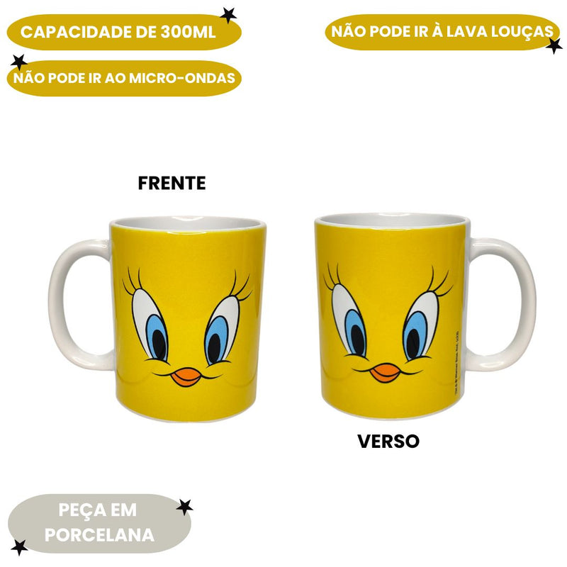 Caneca Piu Piu Looney Tunes 300ml Porcelana Colecionável Café Chá Desenho Presente Warner Bros
