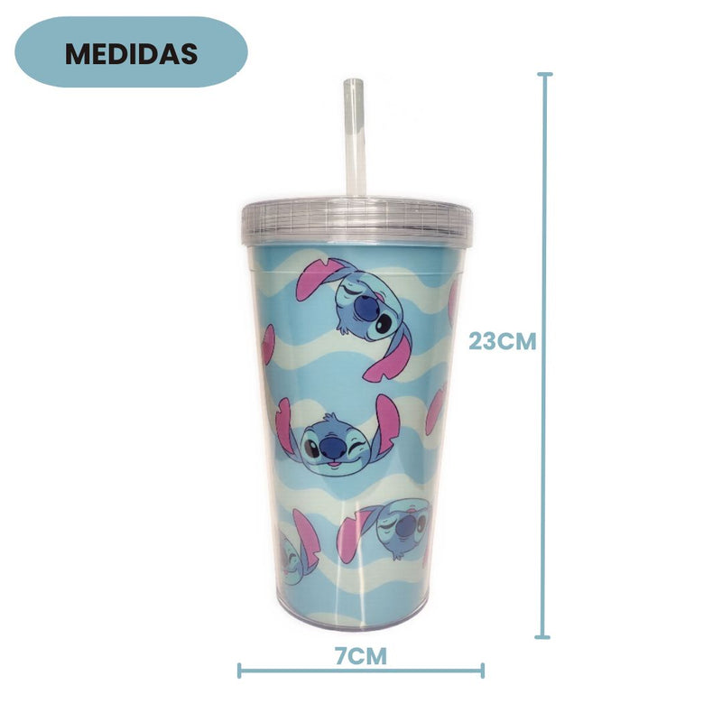 Copo Stitch Com Canudo 750ml Disney Passeio Diversão Café Água Presente Personalizado