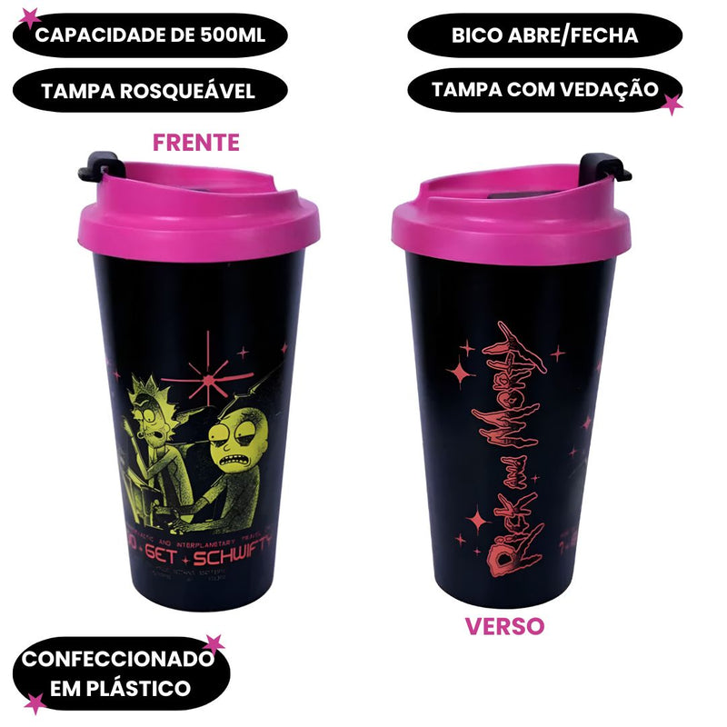 Copo 500ml Star Rick And Morty Cientista Espaço Desenho Personalizada Coleção Nerd Nave Megalomania