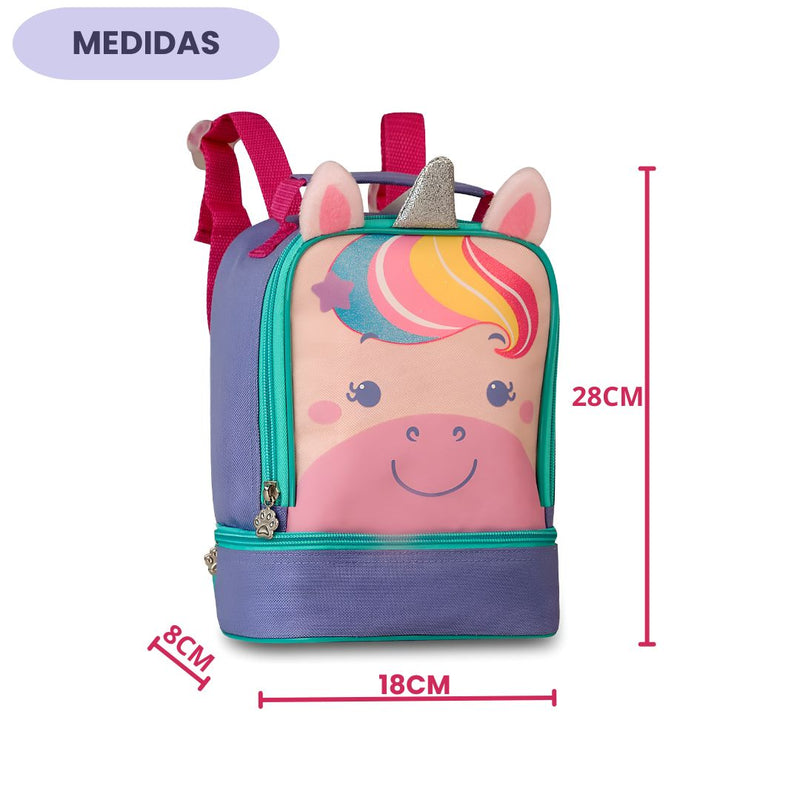 Lancheira Térmica Unicórnio Roxo Rosa Volta as Aulas Meninas Passeio Escolar Megalomania