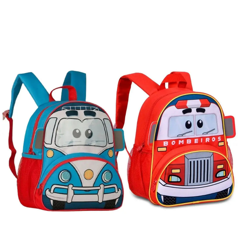 Mochila de Costas Mala Bolsa Azul Vermelho Infantil Masculino Escolar Clio Megalomania