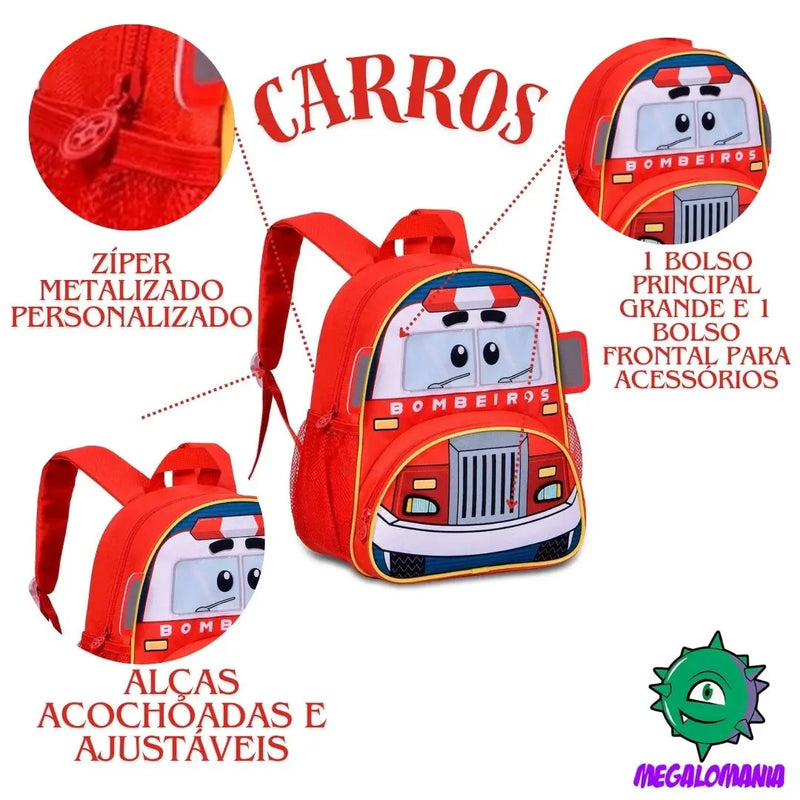 Mochila de Costas Mala Bolsa Azul Vermelho Infantil Masculino Escolar Clio Megalomania