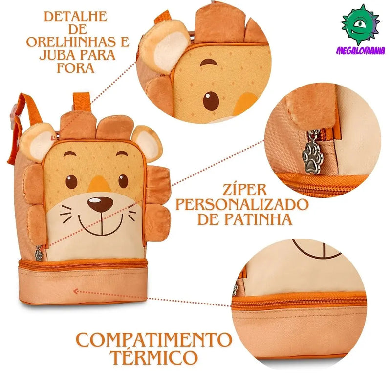 Lancheira Térmica Infantil Bolsa Criança Menino Menina Leão Panda Urso Pets Clio Megalomania