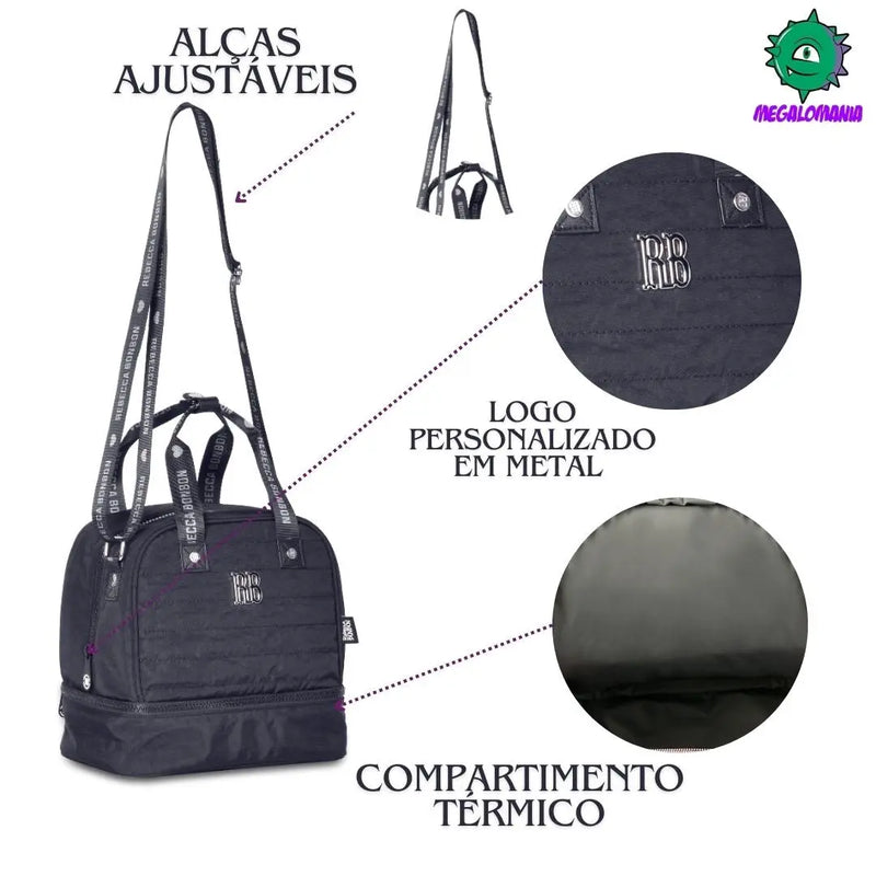 Lancheira Térmica Rebecca Bonbon Duas Alças Preto Rosa Lilás Verde Escolar Lanchinho Meninas Juvenil Fasion Clio Megalomania