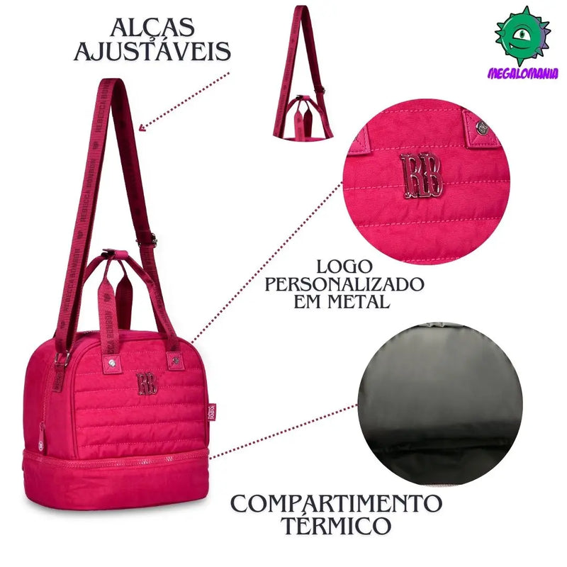 Lancheira Térmica Rebecca Bonbon Duas Alças Preto Rosa Lilás Verde Escolar Lanchinho Meninas Juvenil Fasion Clio Megalomania